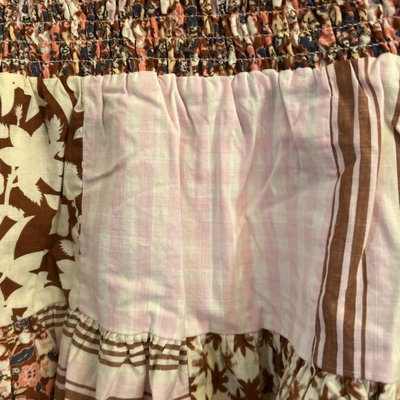 NWT Universal Thread Womens Patchwork Skirt Size Large Pink Brown Floral Stripe - Picture 10 of 16